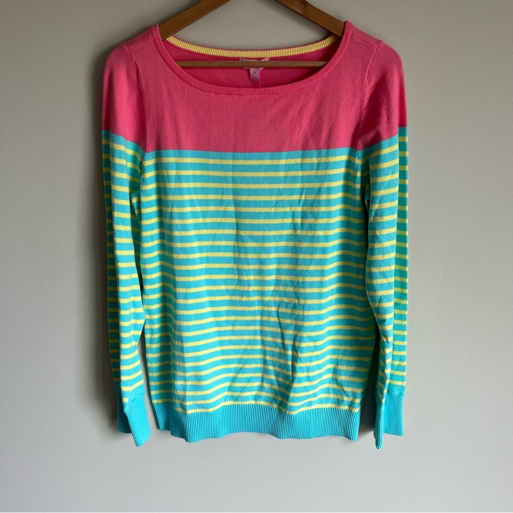 Lilly Pulitzer NEW Women's Maria Boatneck Sweater Stripe 80% Cotton Size XL